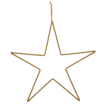 20"W x 20"H Hanging Metal & Glass Bead Star w/ Cotton Velvet Ribbon