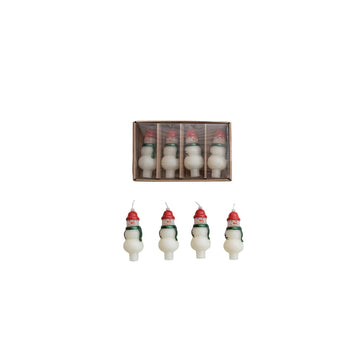 Unscented Snowman Shaped Bottle Taper Candles in Box