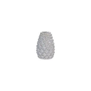 Stoneware Pinecone Shaped Taper Holder, White
