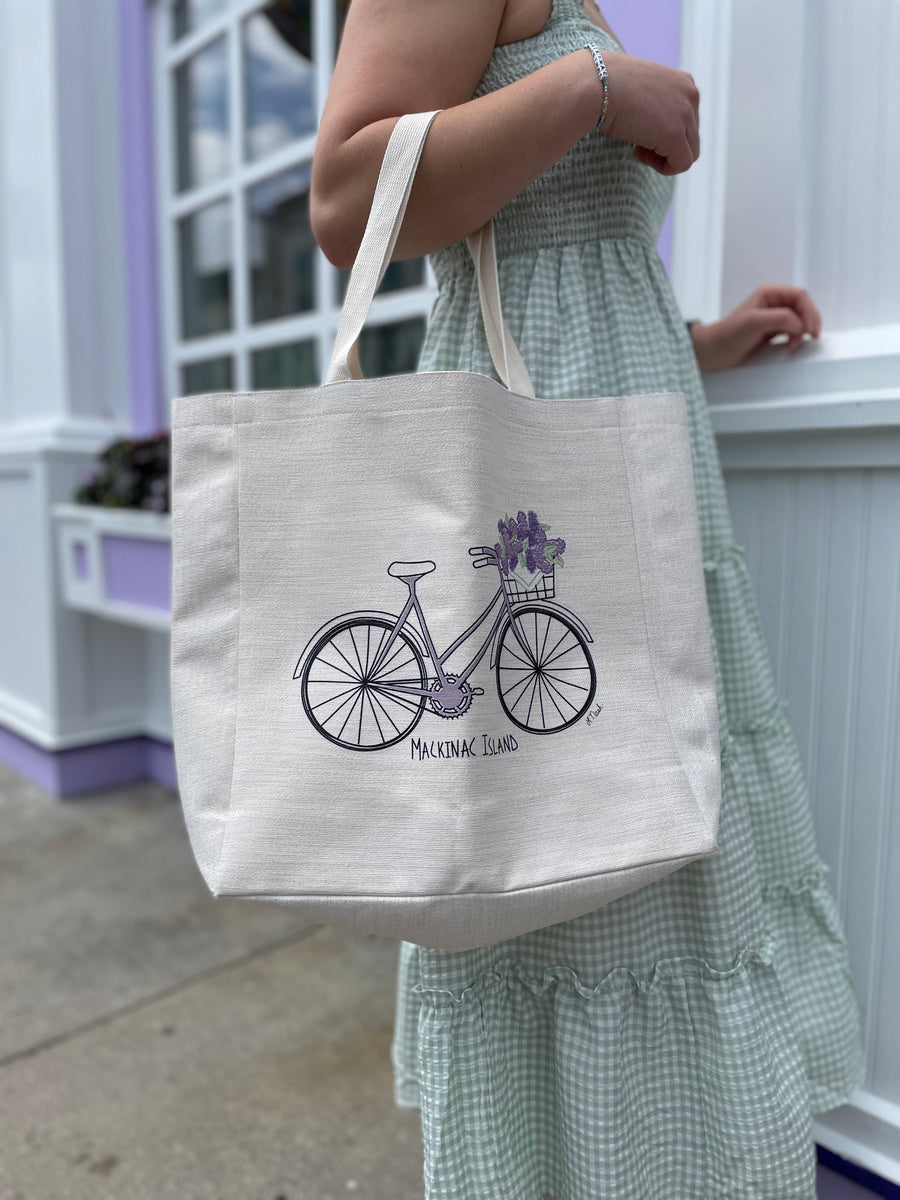 Lilac Bicycle Tote I Red Cabin Studio