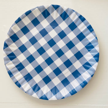 Blue Gingham Reusable "Paper" Plates 9"