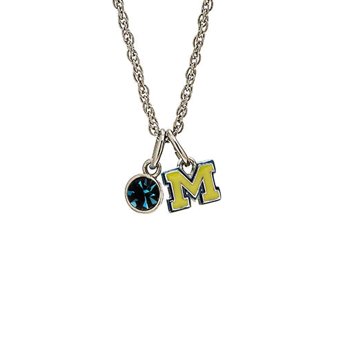University of Michigan Maize Black M Necklace