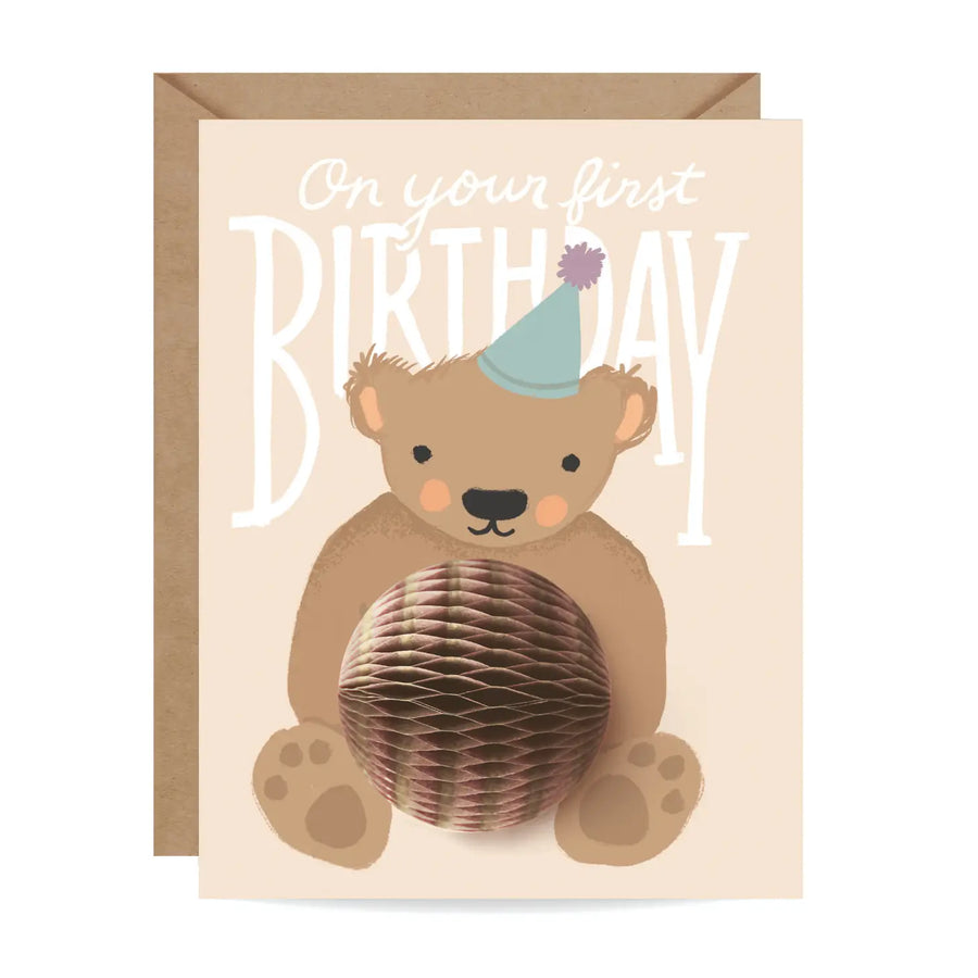 First Birthday Bear Pop-up Card